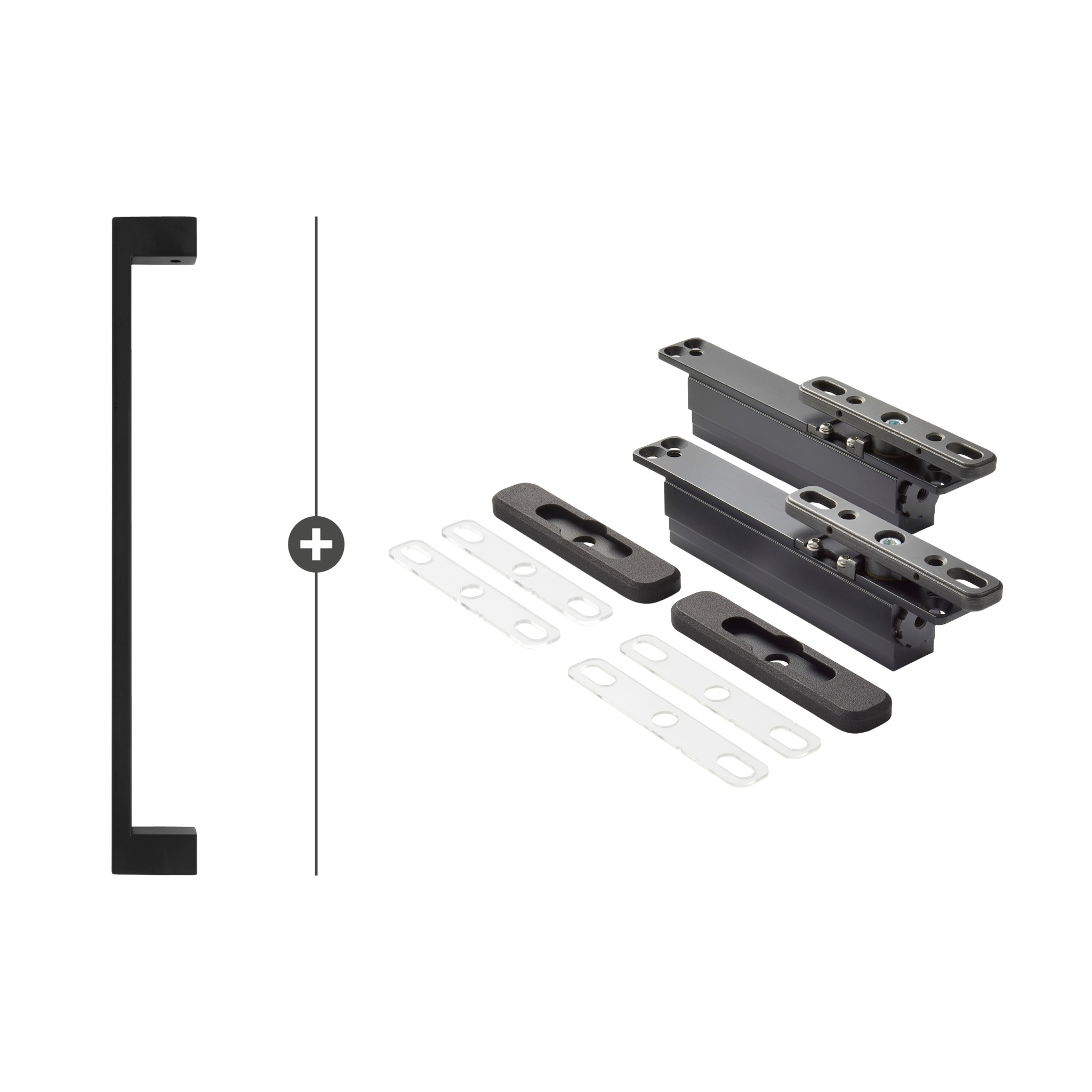 Sluitwerkpakketten met Deurgreep 28x300 Quadrate Zwart